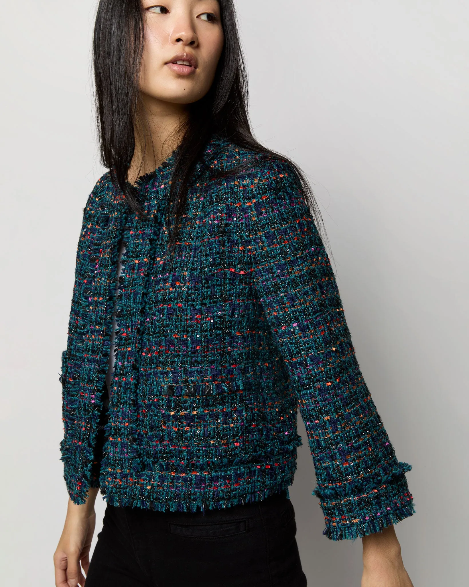 Chelsea Jacket in Peacock/Multi Sparkle Tweed sold by Mashburn product image thumbnail 2