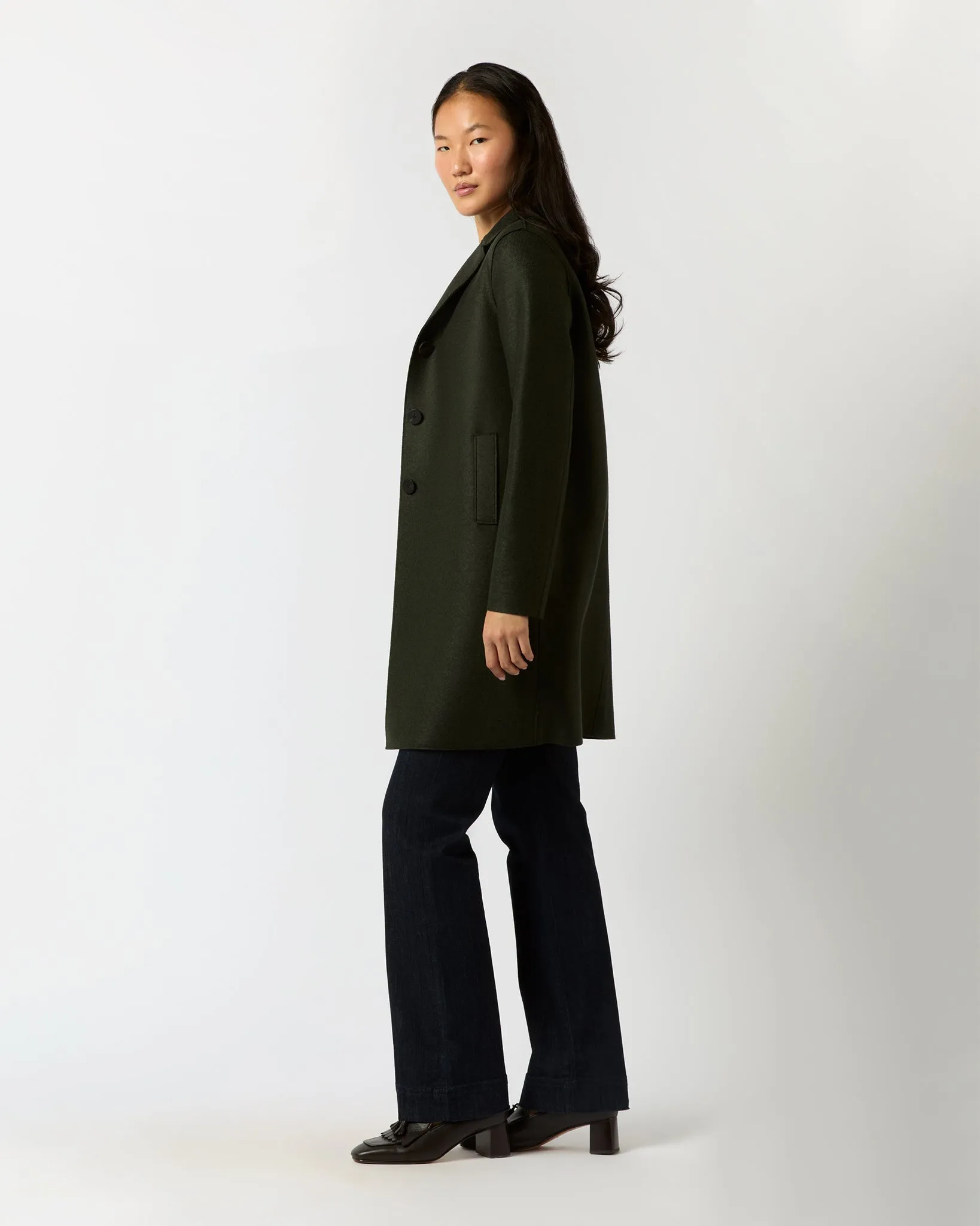 Button Up Boxy Coat in Dark Green sold by Mashburn product image thumbnail 4