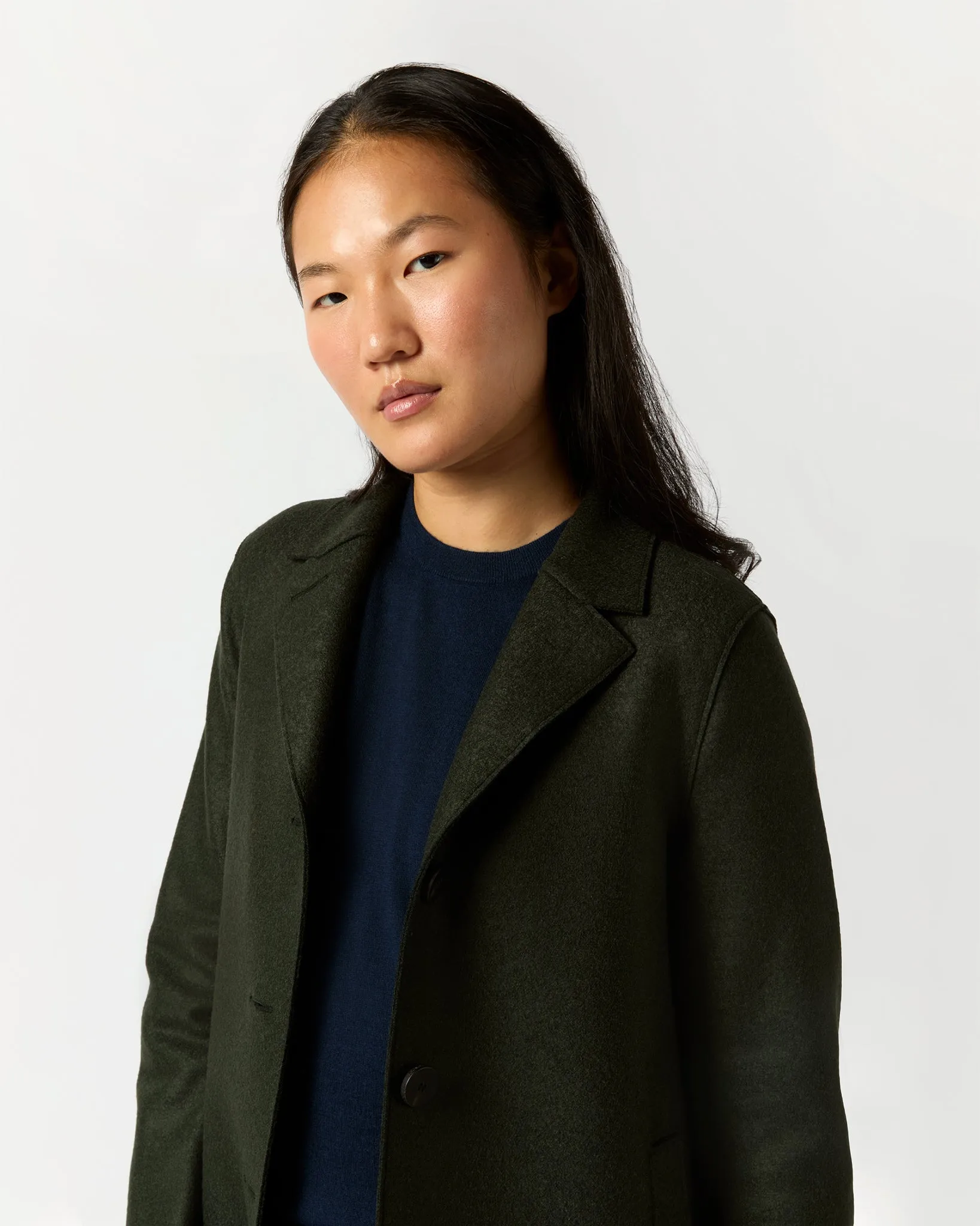 Button Up Boxy Coat in Dark Green sold by Mashburn product image thumbnail 2