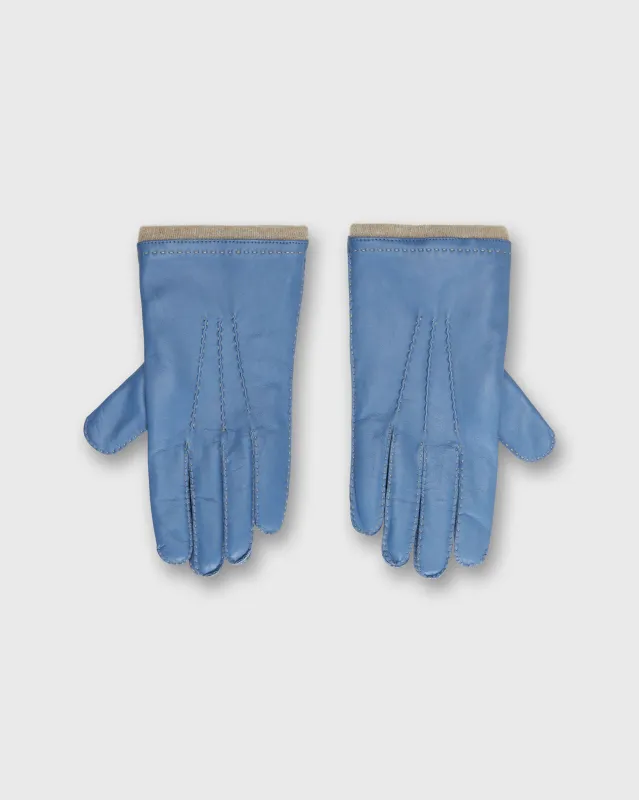 Hand-Stitched Cashmere Lined Gloves in Dusty Blue Nappa Leather sold by Mashburn