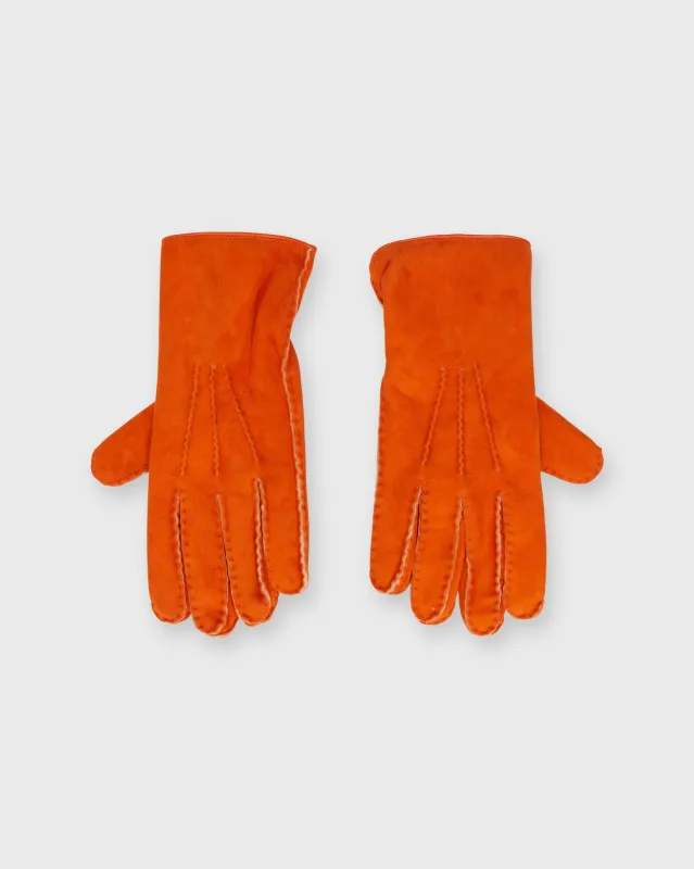 Handmade Sherpa-Lined Gloves in Orange Suede sold by Mashburn