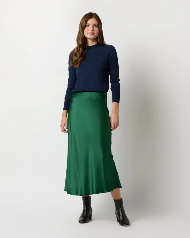 Mare Skirt in Forest Silk Charmeuse sold by Mashburn