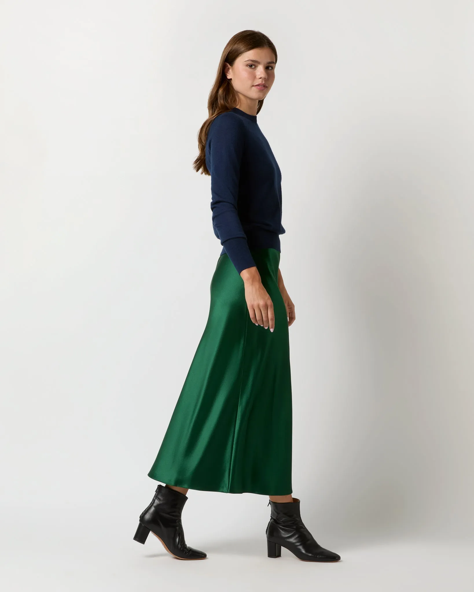 Mare Skirt in Forest Silk Charmeuse sold by Mashburn product image thumbnail 5