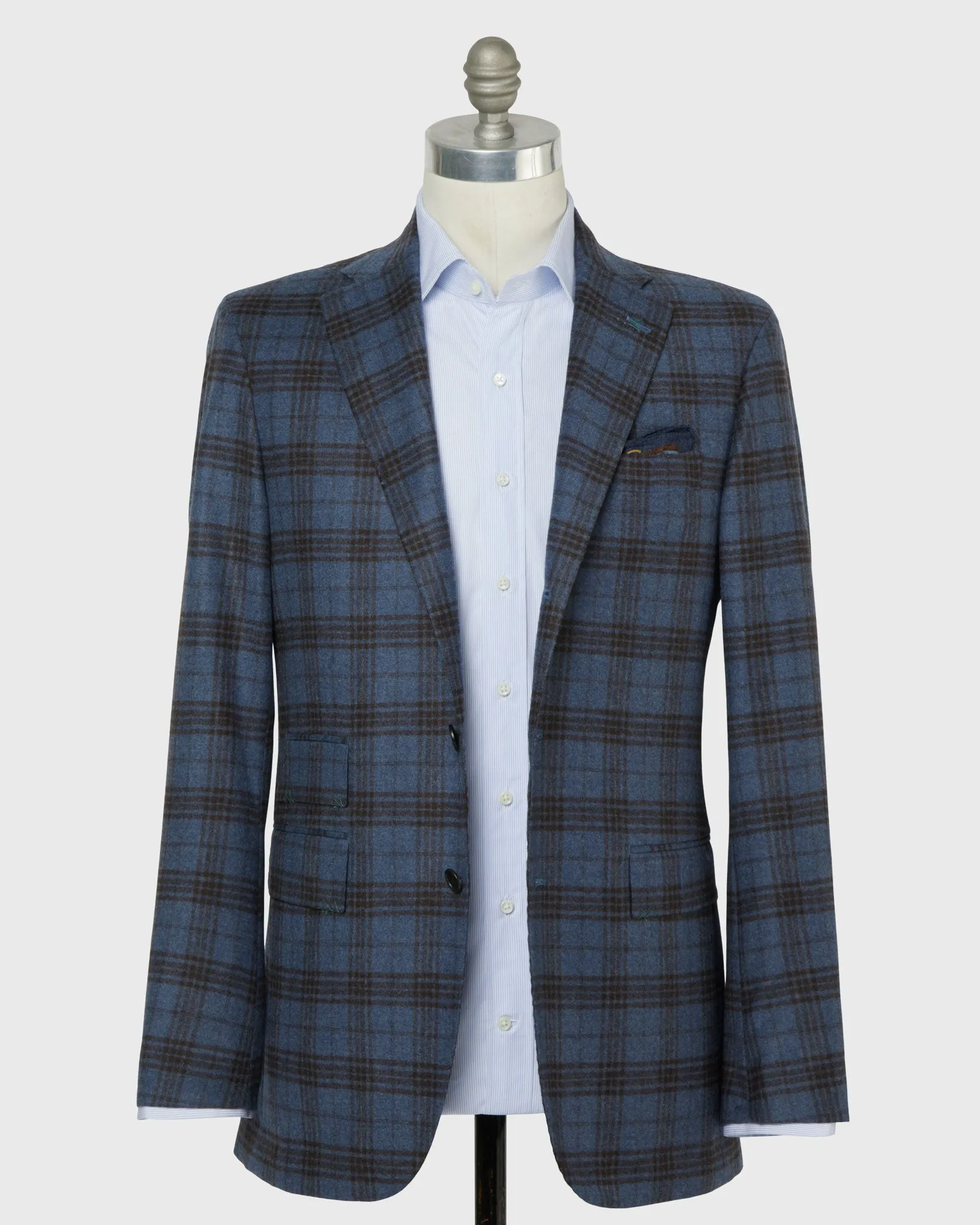 Virgil No. 4 Jacket in Blue/Brown Plaid Flannel sold by Mashburn product image thumbnail 3