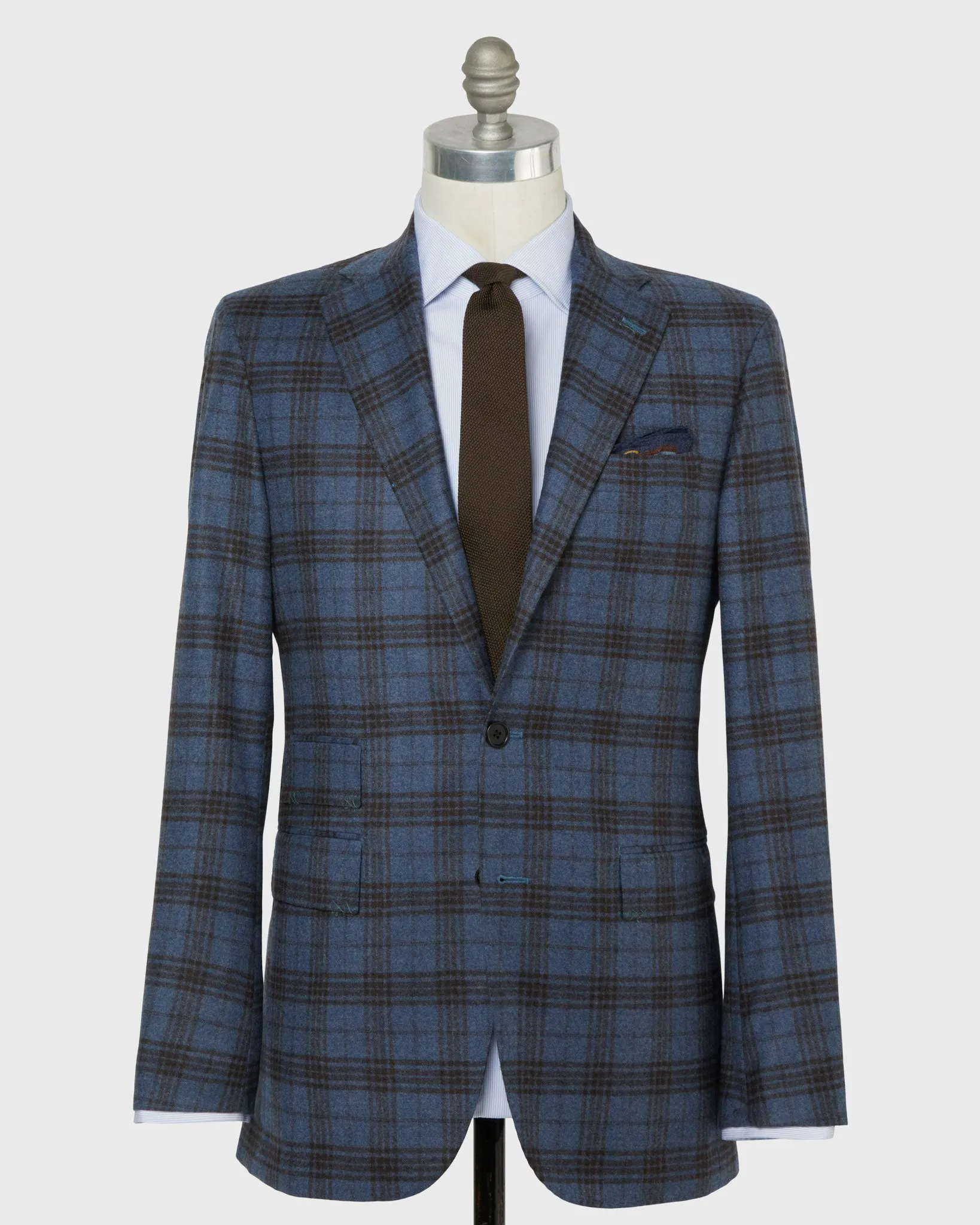 Virgil No. 4 Jacket in Blue/Brown Plaid Flannel sold by Mashburn