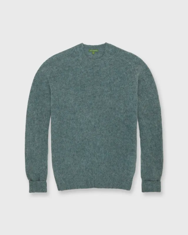 Washed Crewneck Sweater in Heather Pine Shetland Wool sold by Mashburn