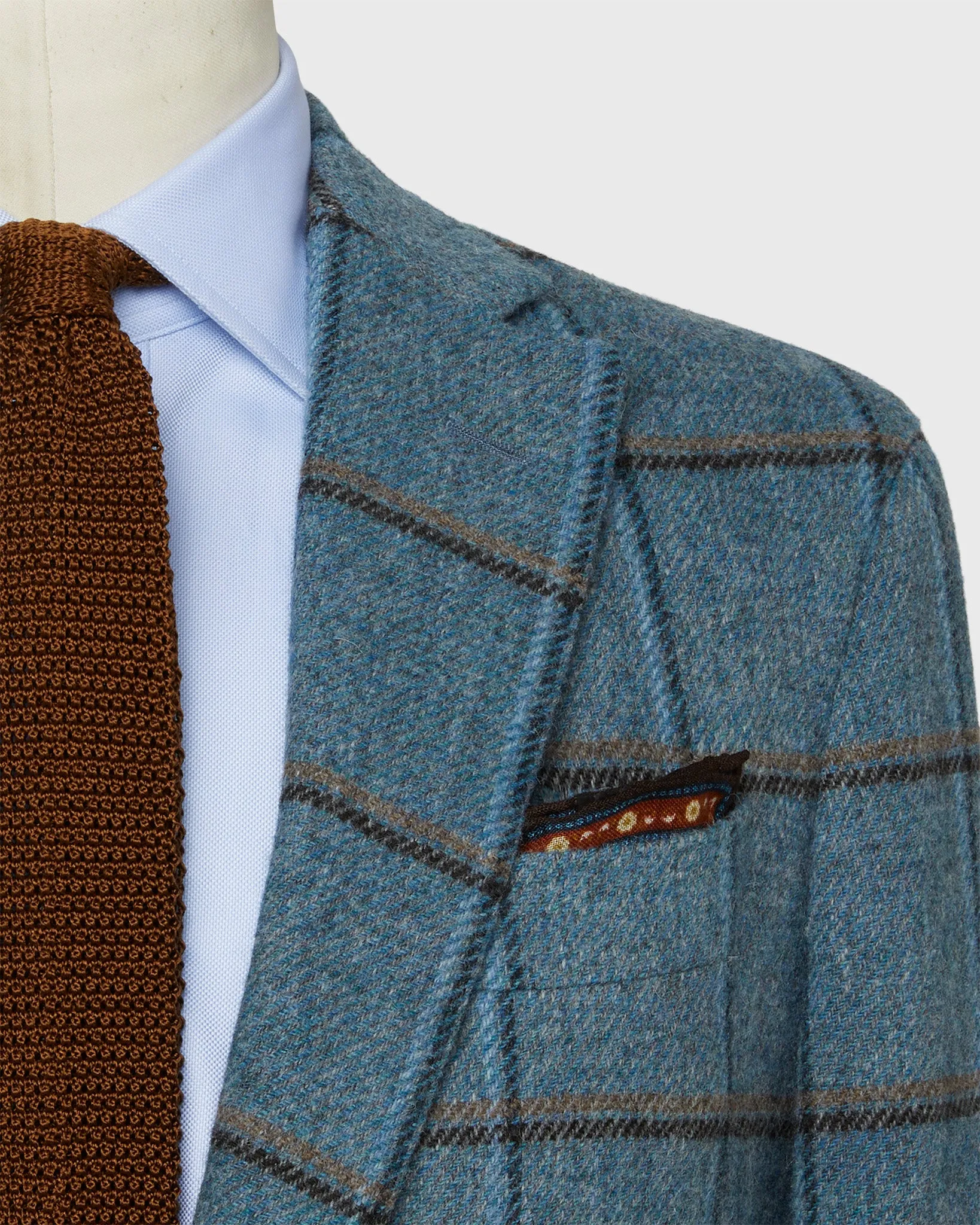 Virgil No. 2 Jacket in Blue/Grey/Mocha Windowpane Tweed sold by Mashburn product image thumbnail 3