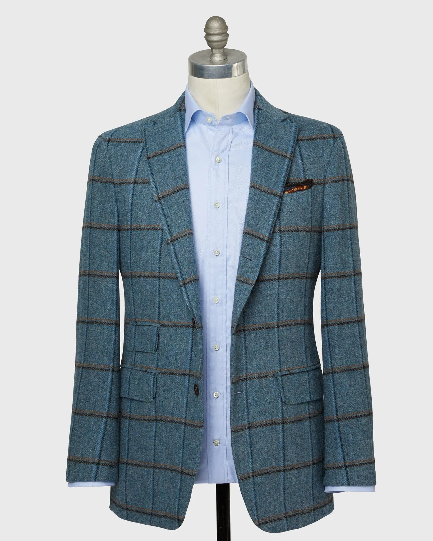 Virgil No. 2 Jacket in Blue/Grey/Mocha Windowpane Tweed sold by Mashburn product image thumbnail 4