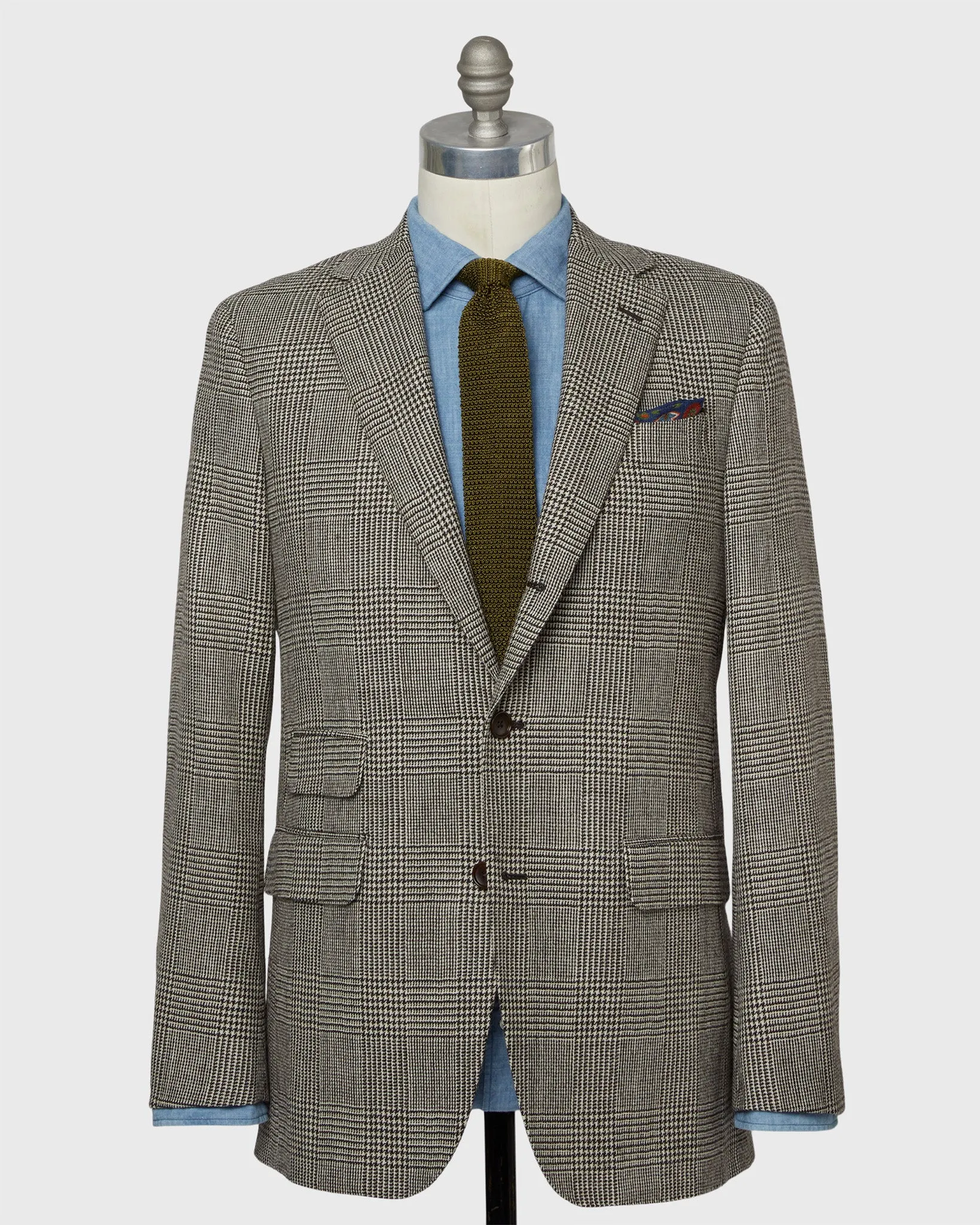Virgil No. 2 Jacket in Chocolate/Bone Glen Plaid Tweed sold by Mashburn
