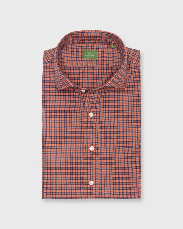 Spread Collar Sport Shirt in Ginger/Navy/Green Check Brushed Twill sold by Mashburn