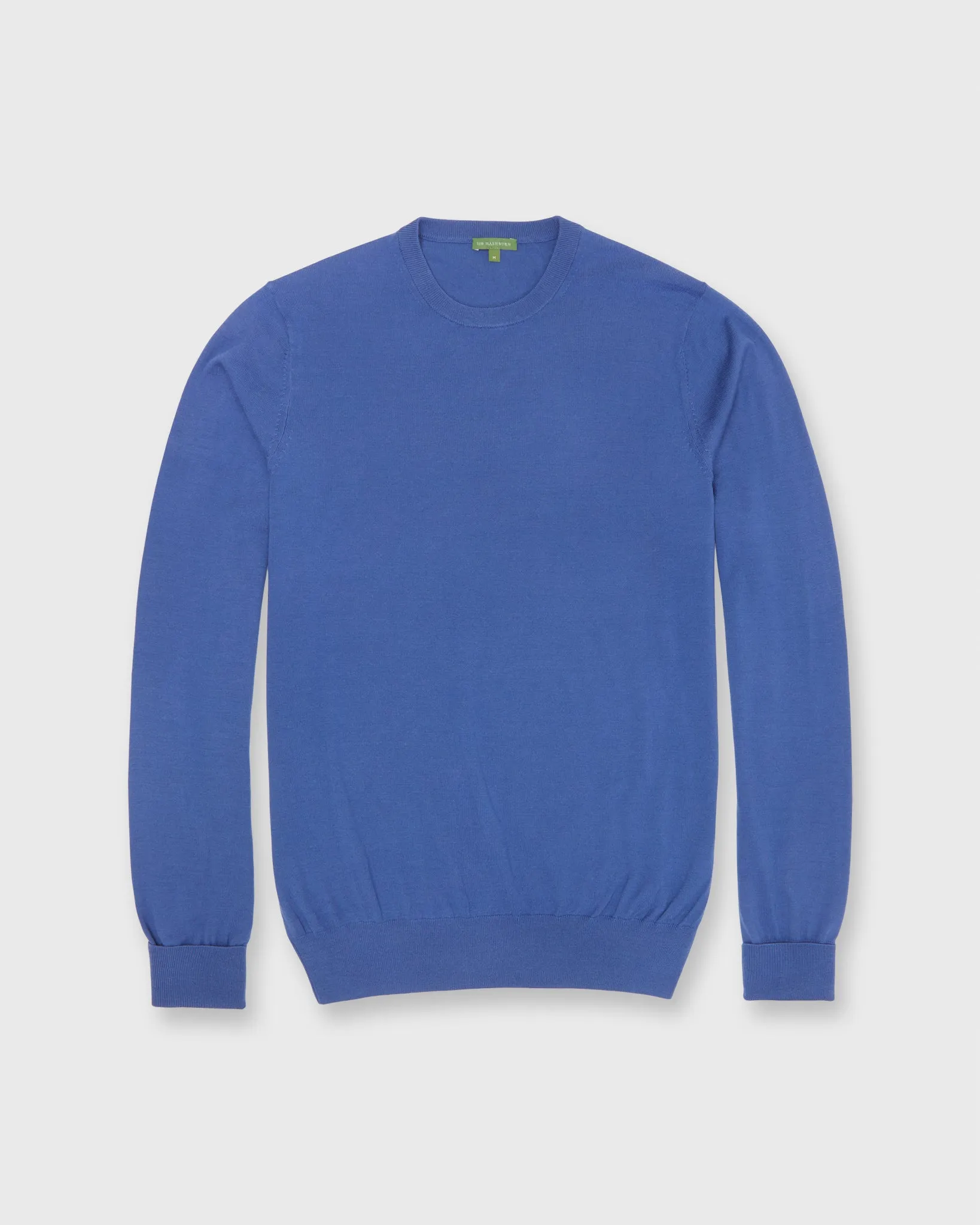 Fine-Gauge Crewneck Sweater in Delft Blue Escorial Wool sold by Mashburn