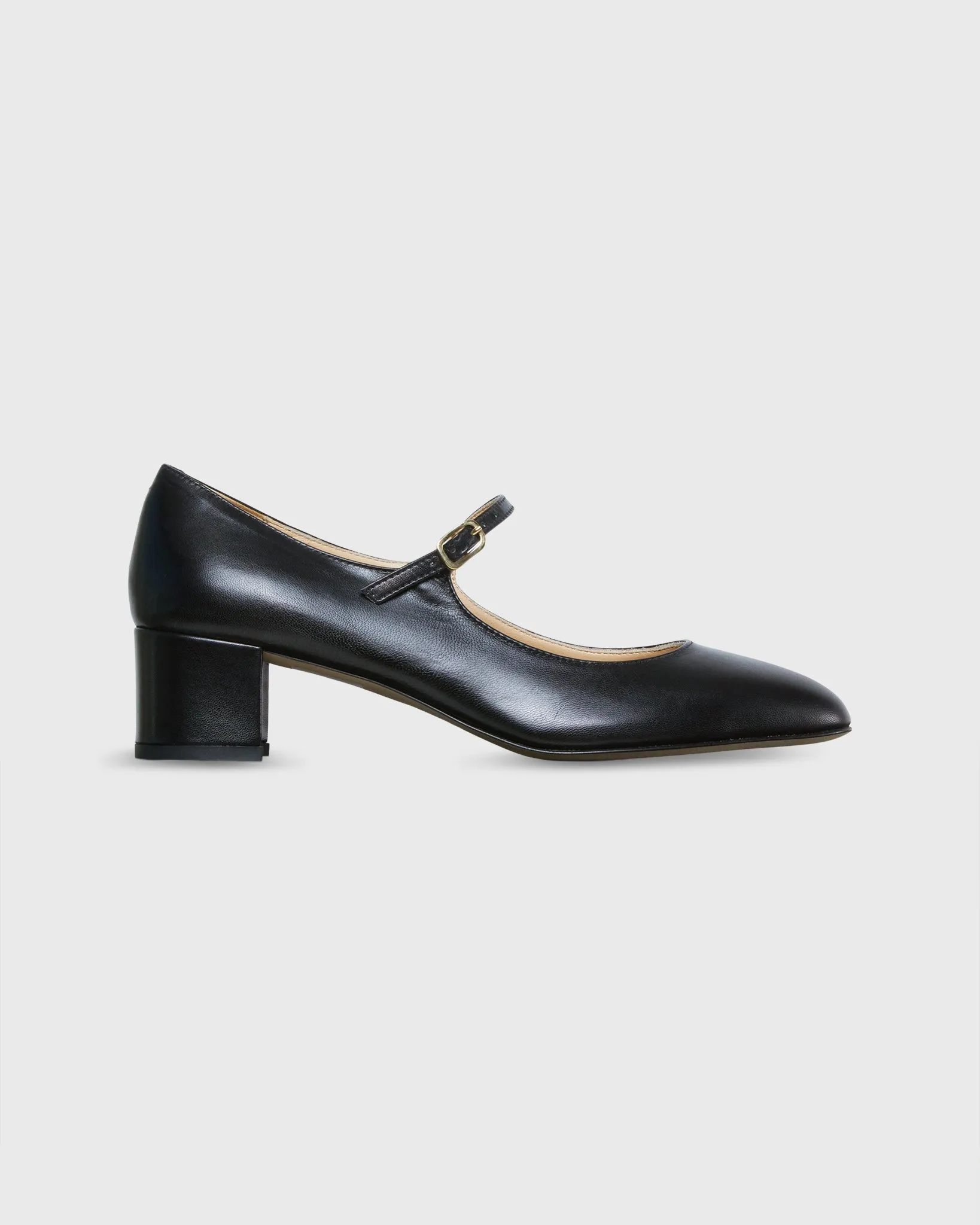 Mary Jane Pump in Black Leather sold by Mashburn