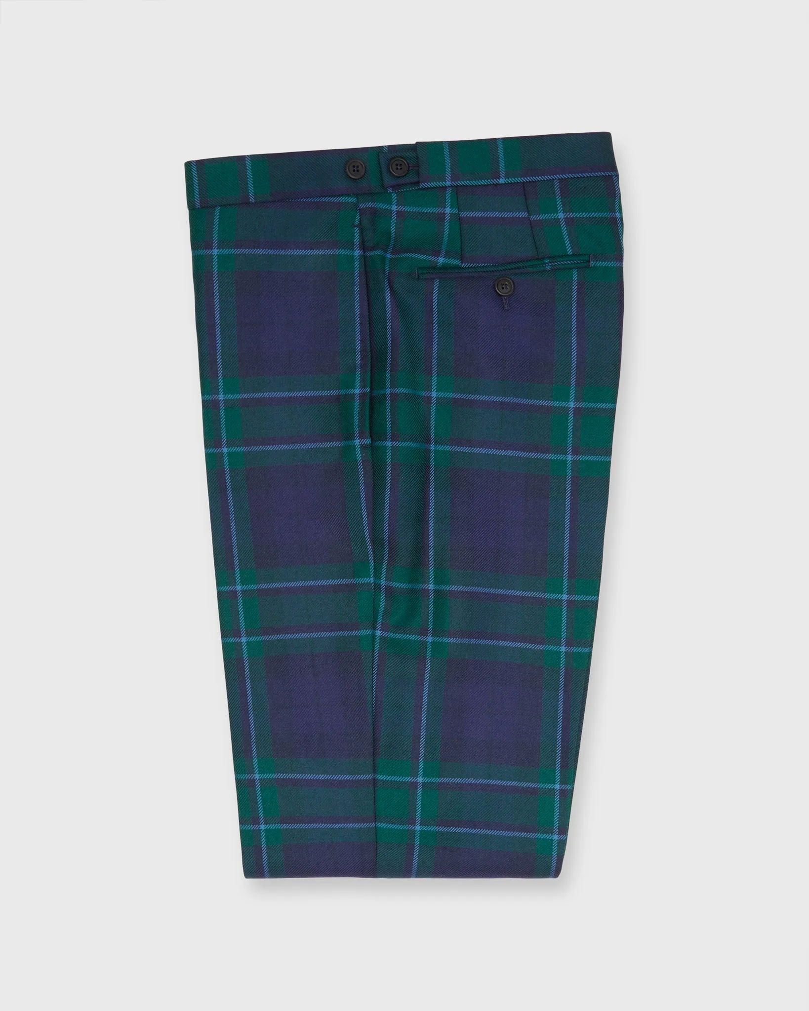 Side-Tab Dress Trouser in Navy/Green/Blue Tartan Twill sold by Mashburn product image thumbnail 2