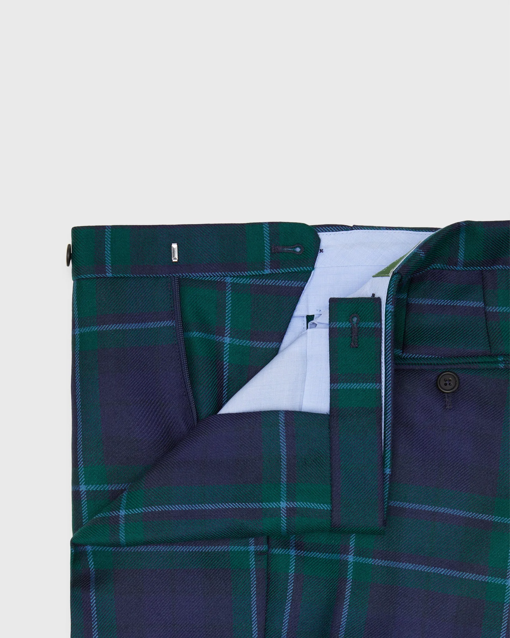 Side-Tab Dress Trouser in Navy/Green/Blue Tartan Twill sold by Mashburn product image thumbnail 3