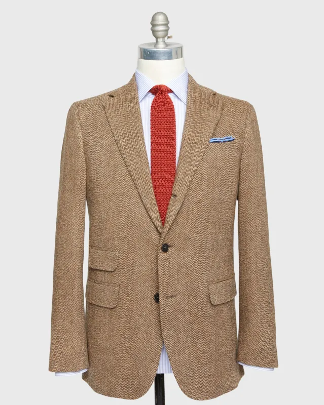 Virgil No. 2 Jacket in Brown/Oat Herringbone Tweed sold by Mashburn