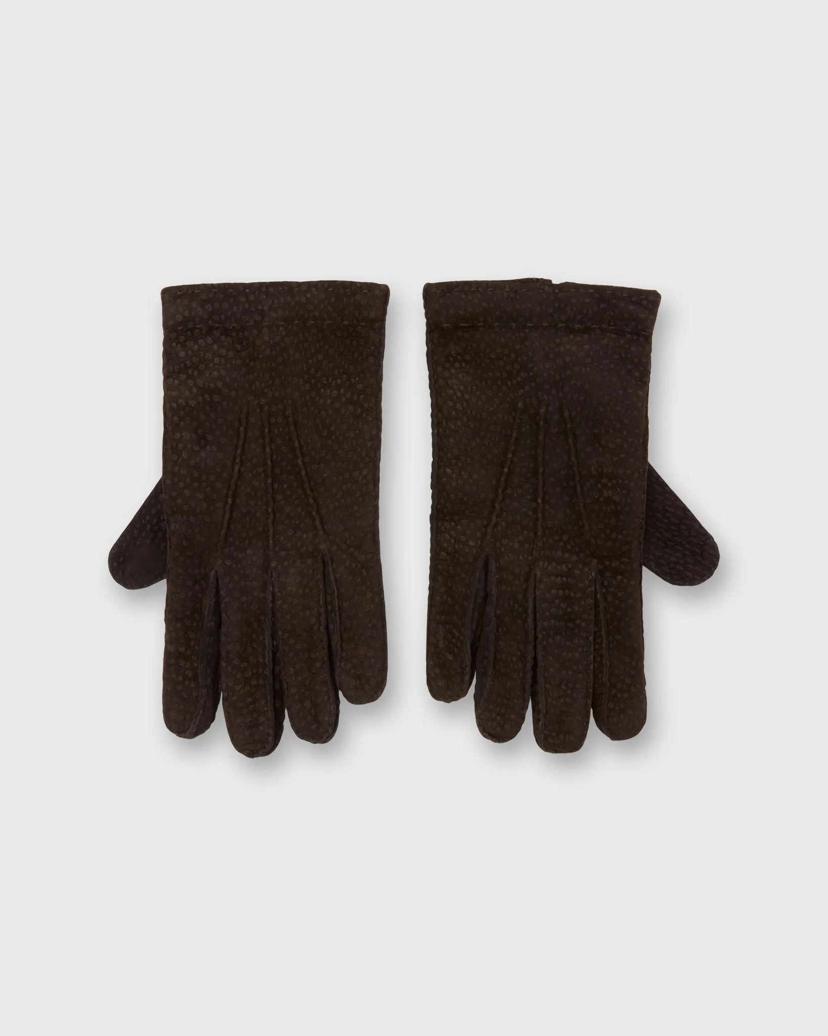 Hand-Stitched Cashmere-Lined Gloves in Dark Brown Carpinchos sold by Mashburn