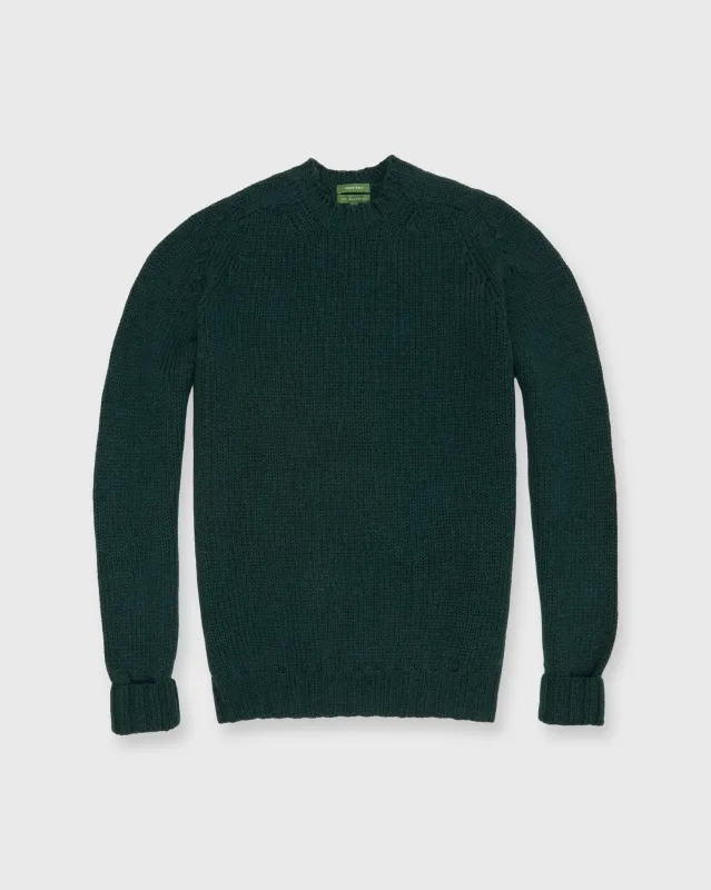 Hand-Knit High Crewneck Sweater in Jungle Extra Fine Merino sold by Mashburn