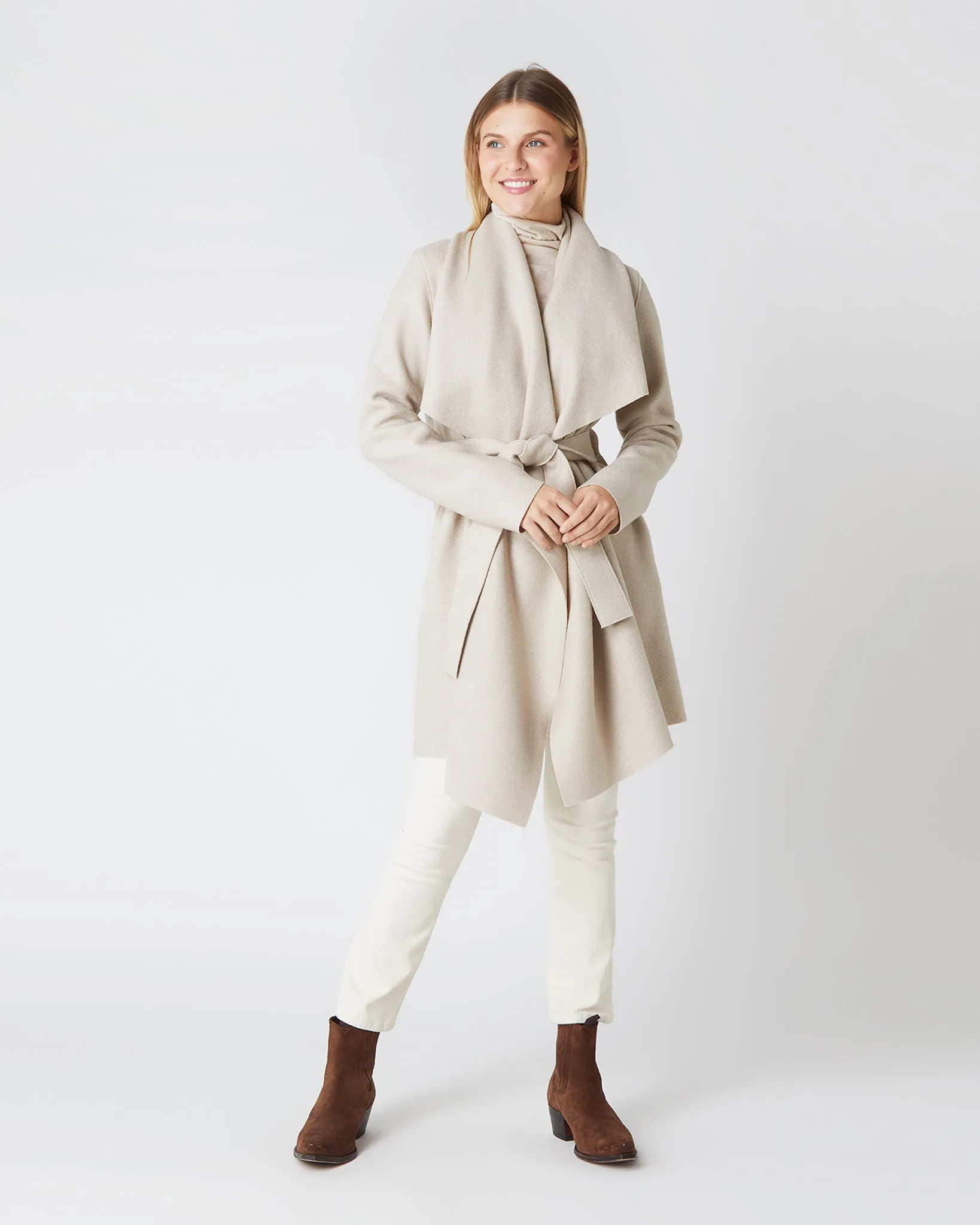 Short Blanket Coat in Almond sold by Mashburn