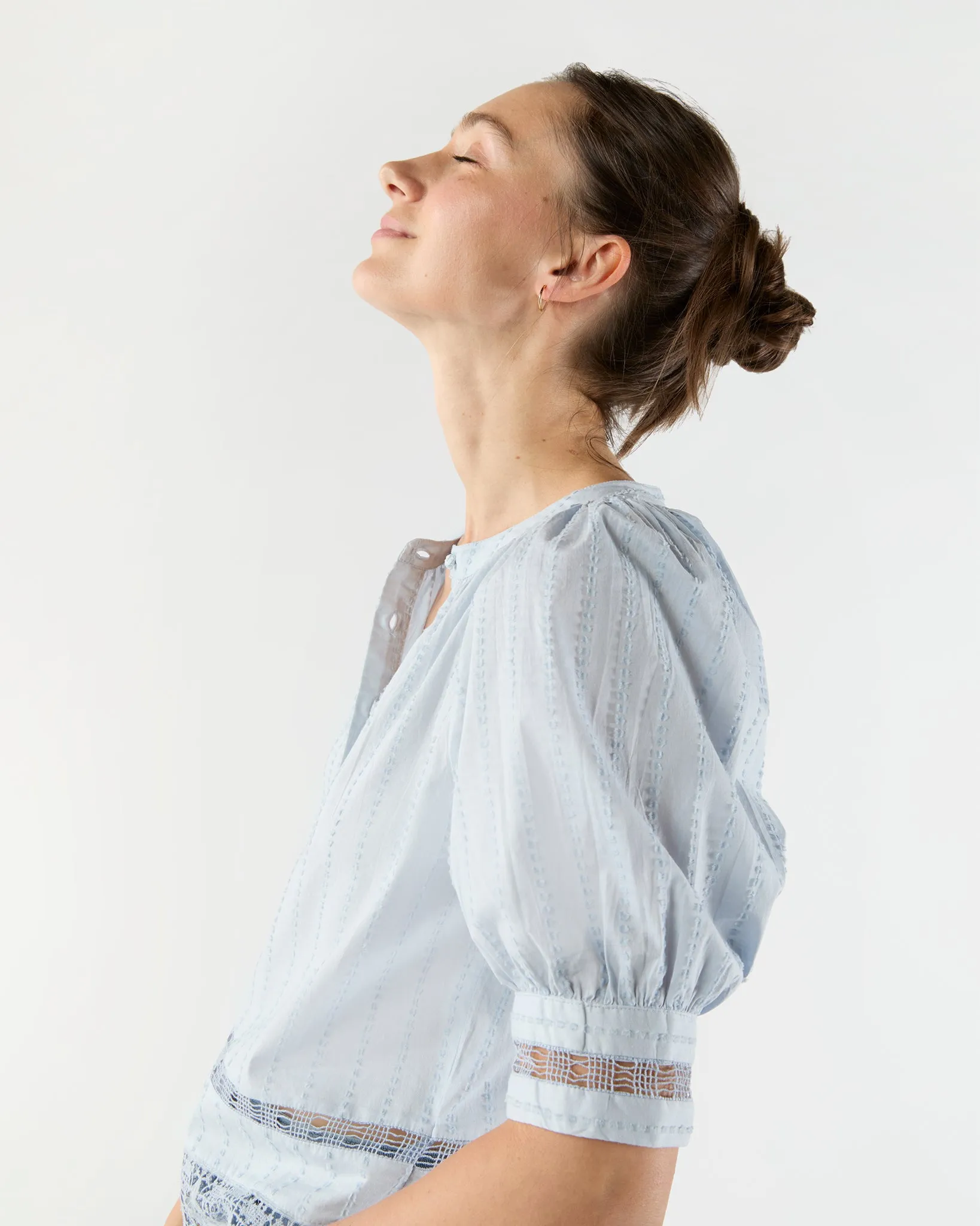 Faye Puff Sleeve Blouse in Celeste sold by Mashburn product image thumbnail 5