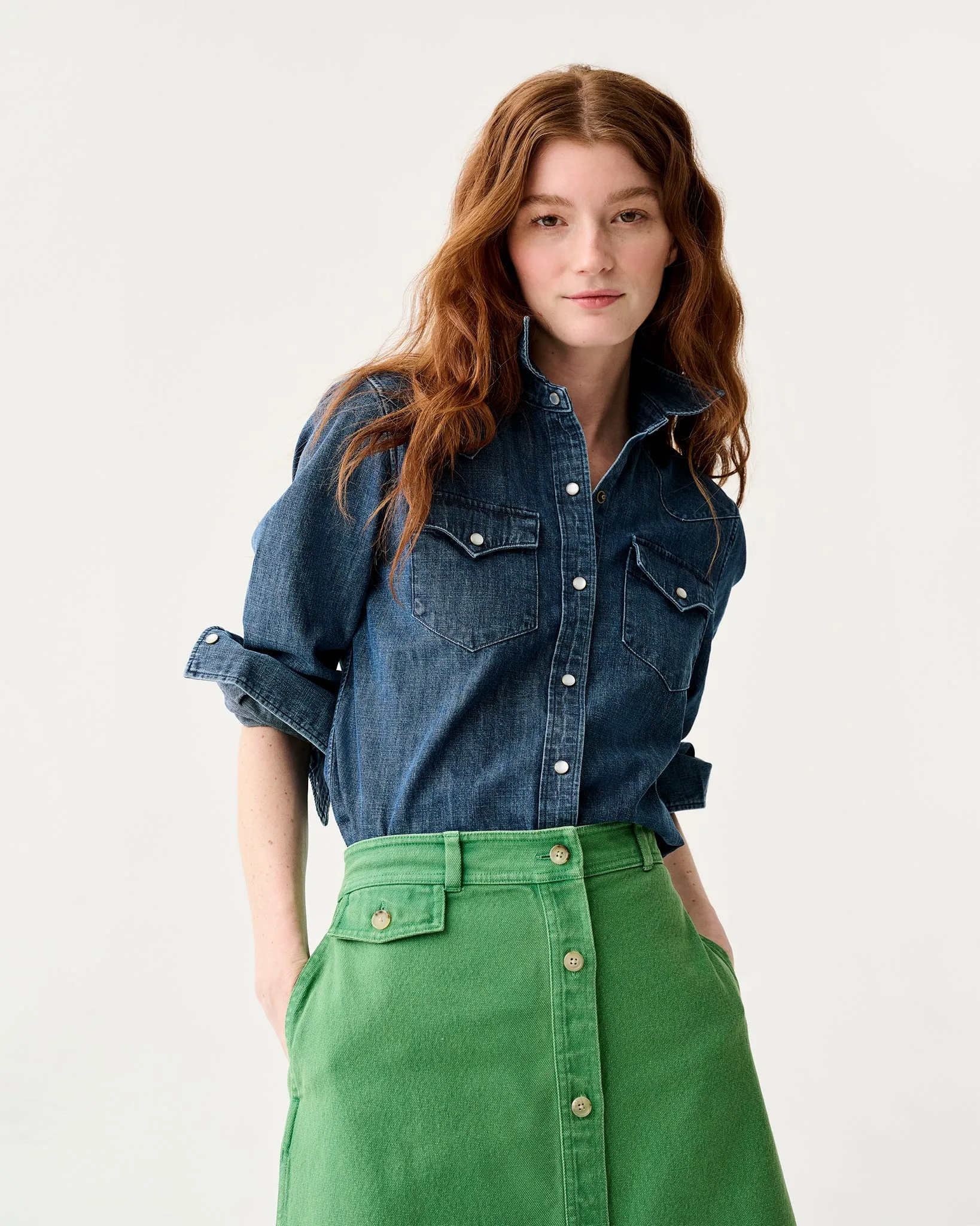 Robin Skirt in Green Stretch Canvas sold by Mashburn product image thumbnail 5
