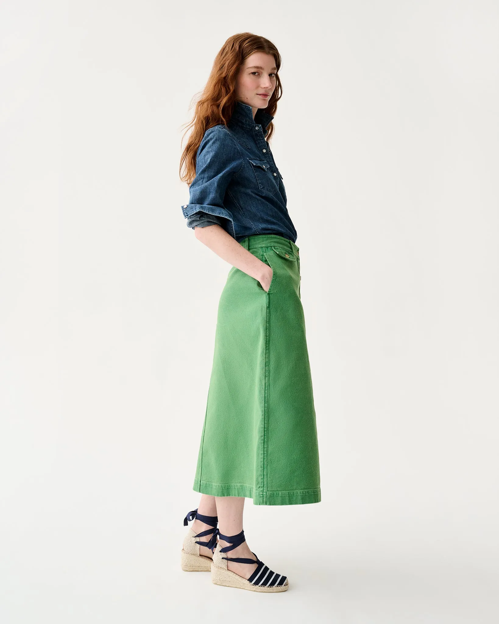 Robin Skirt in Green Stretch Canvas sold by Mashburn product image thumbnail 3