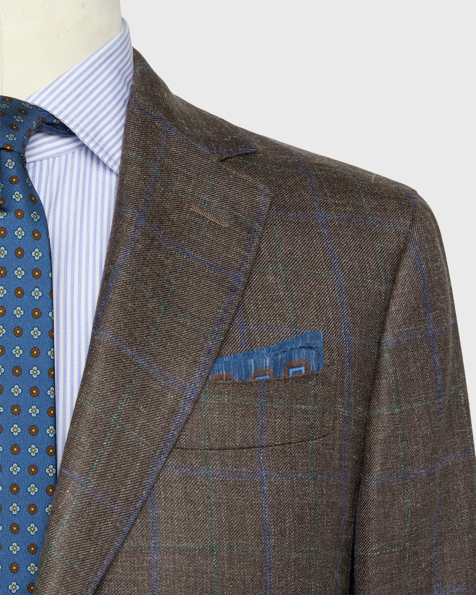 Virgil No. 2 Jacket in Mocha/Blue/Green Plaid Twill sold by Mashburn product image thumbnail 2