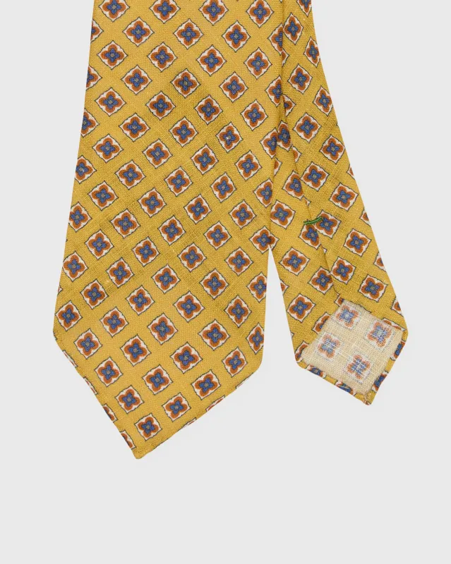 Linen Print Tie in Yellow/Blue Medallion sold by Mashburn