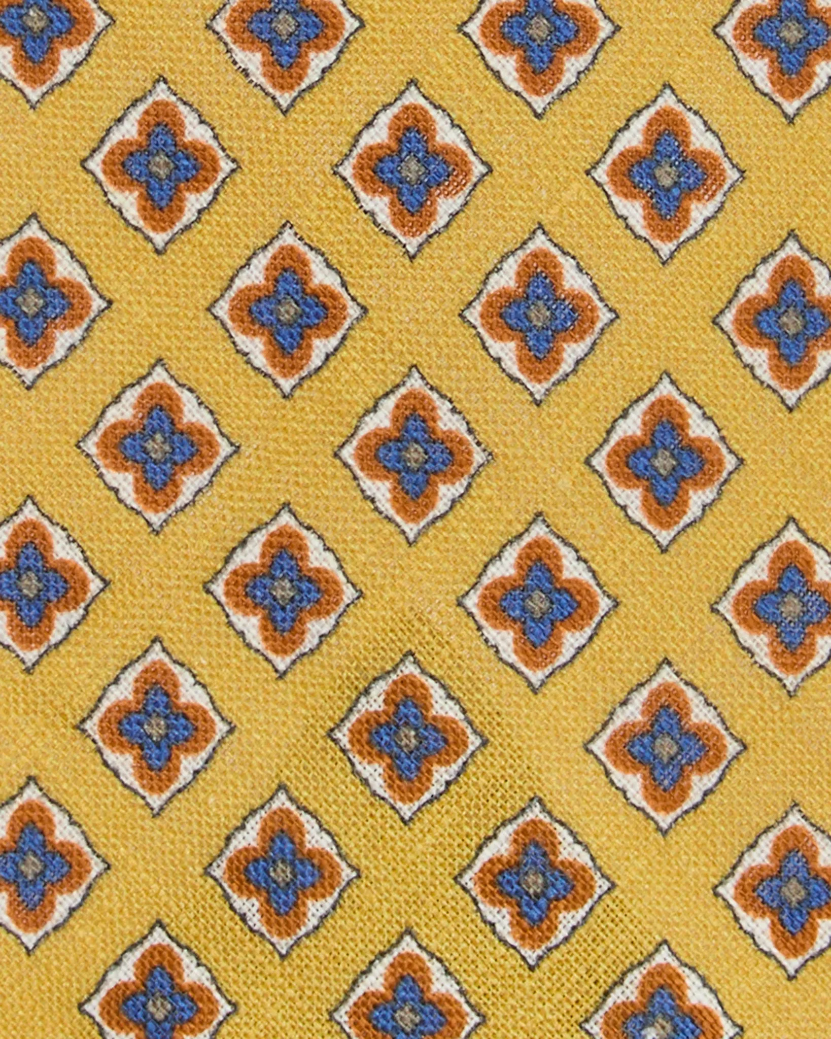 Linen Print Tie in Yellow/Blue Medallion sold by Mashburn product image thumbnail 2