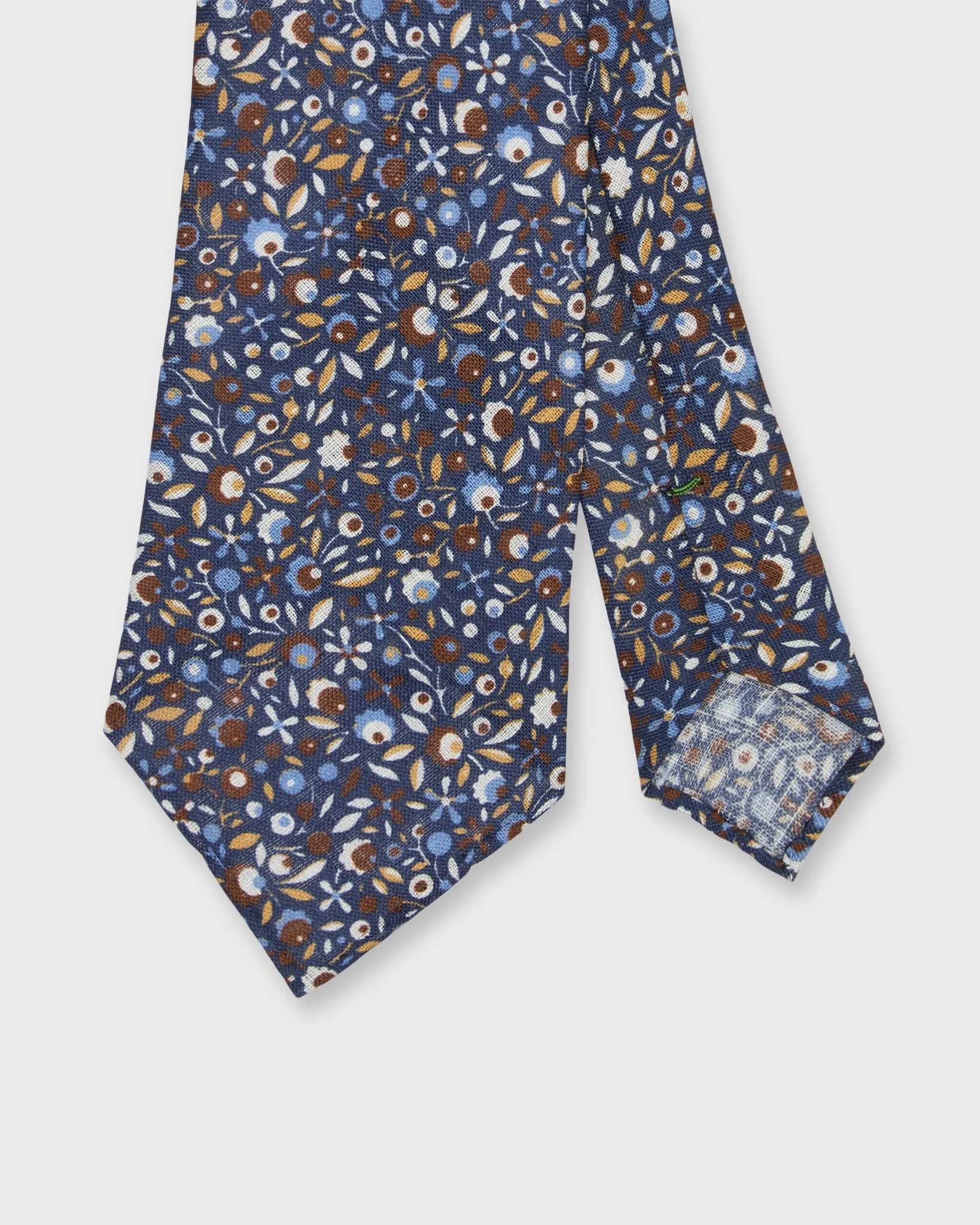 Linen Print Tie in Navy/Brown Floral sold by Mashburn