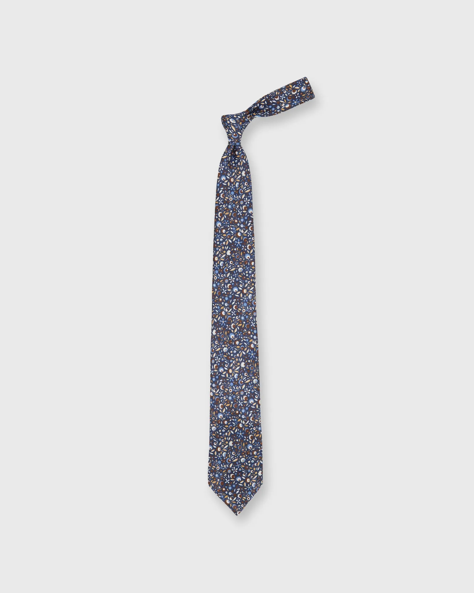 Linen Print Tie in Navy/Brown Floral sold by Mashburn product image thumbnail 3