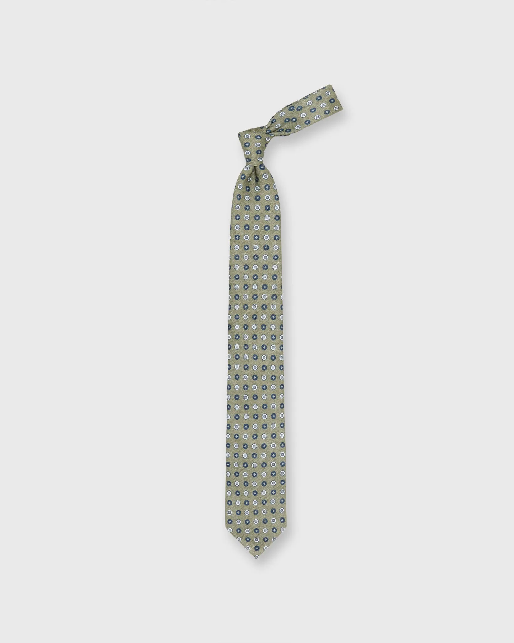 Silk/Linen Print Tie in Sage/Navy/Bone Geo Dot sold by Mashburn product image thumbnail 3