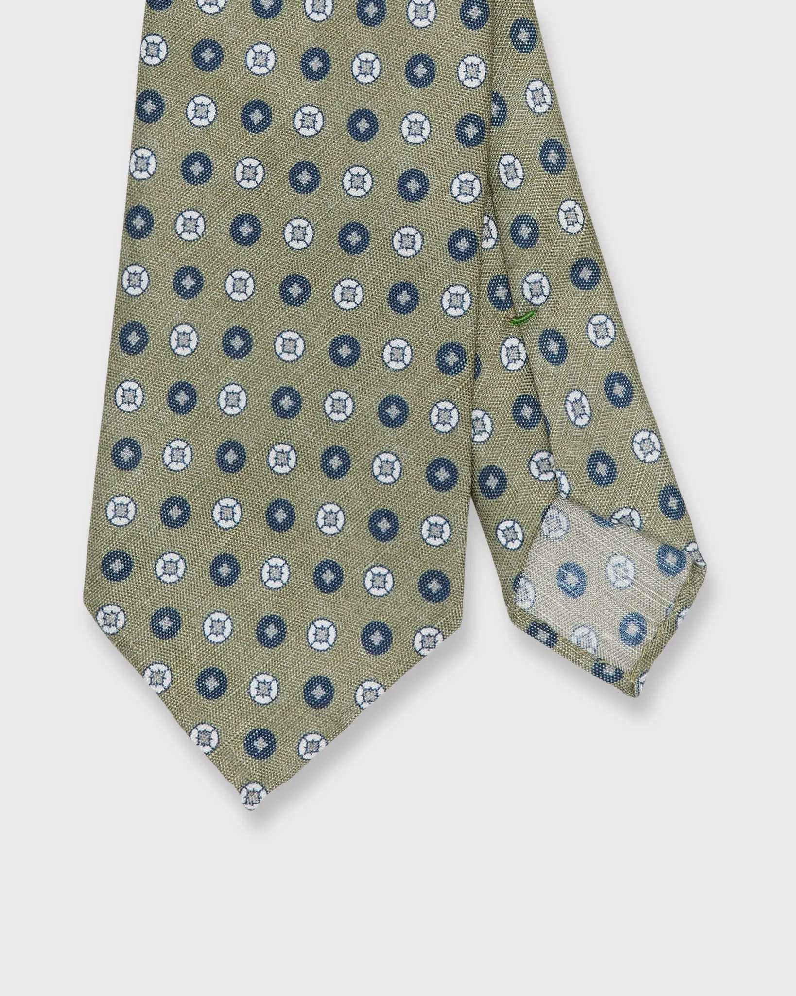 Silk/Linen Print Tie in Sage/Navy/Bone Geo Dot sold by Mashburn
