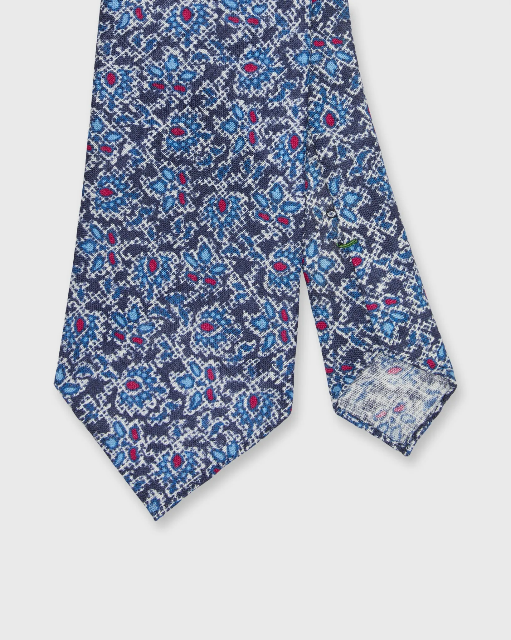 Linen Print Tie in Navy/Blue/Berry Paisley sold by Mashburn