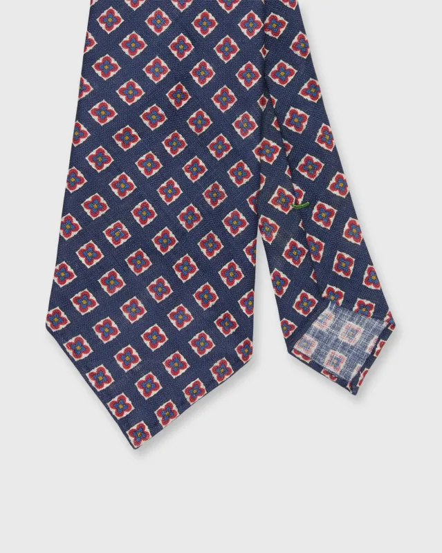 Linen Print Tie in Air Force/Salmon Medallion sold by Mashburn