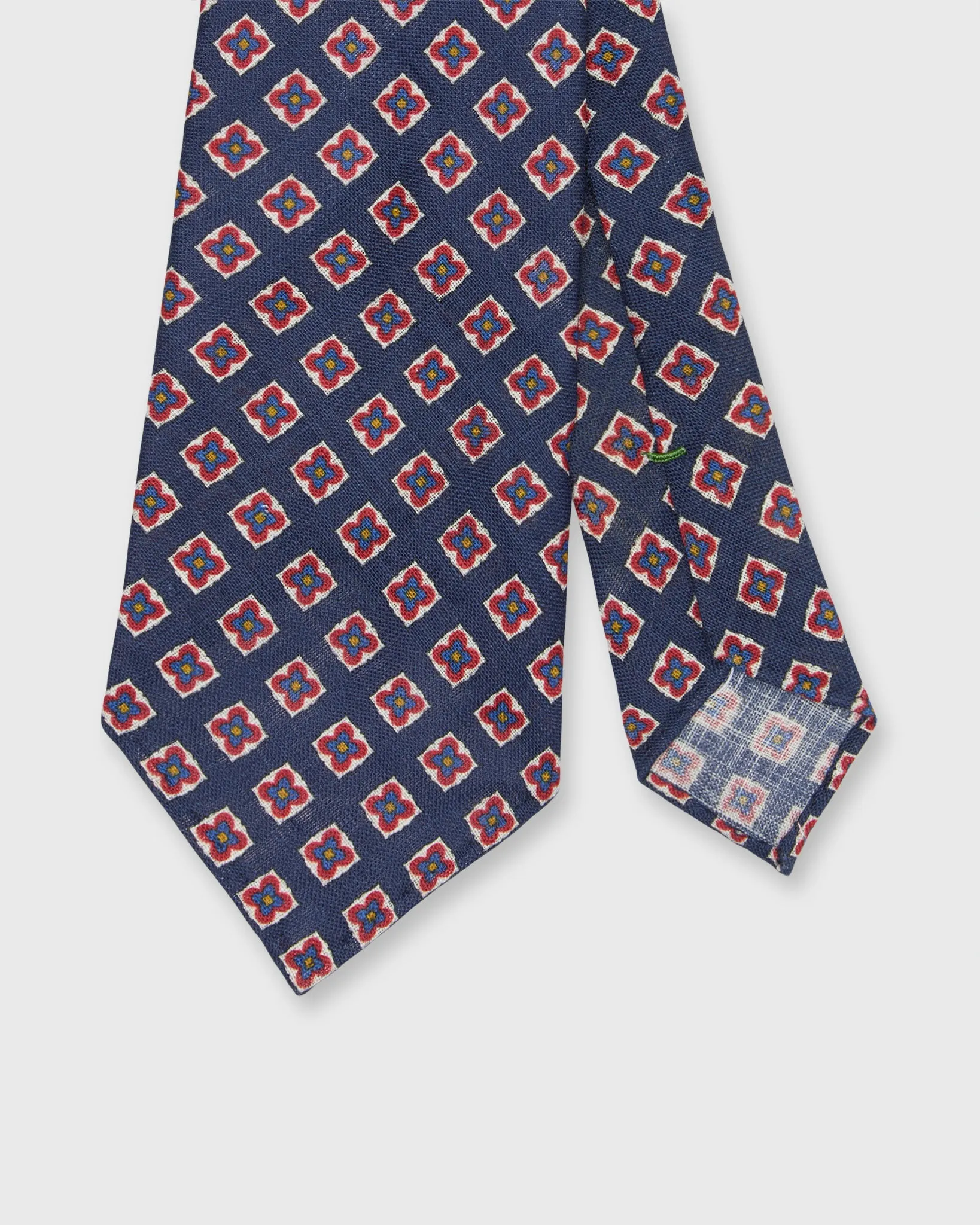 Linen Print Tie in Air Force/Salmon Medallion sold by Mashburn