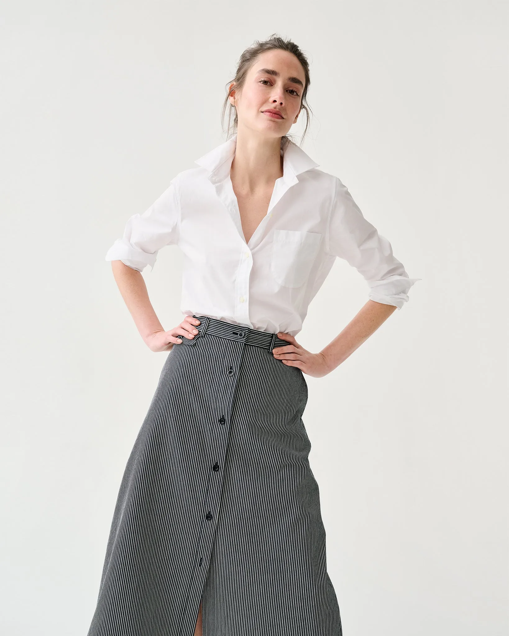 Robin Skirt in Indigo Railroad Stripe Denim sold by Mashburn product image thumbnail 5