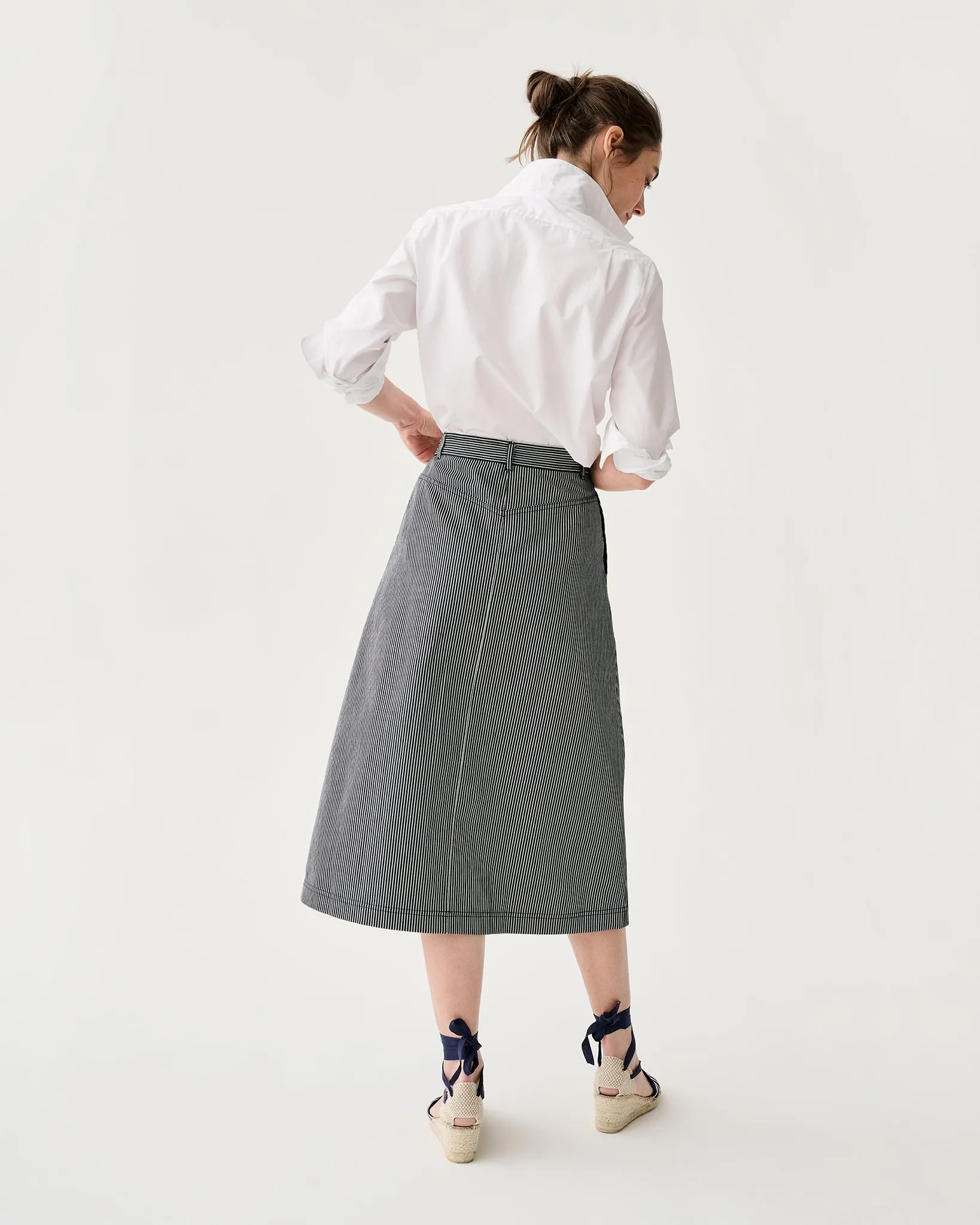 Robin Skirt in Indigo Railroad Stripe Denim sold by Mashburn product image thumbnail 4