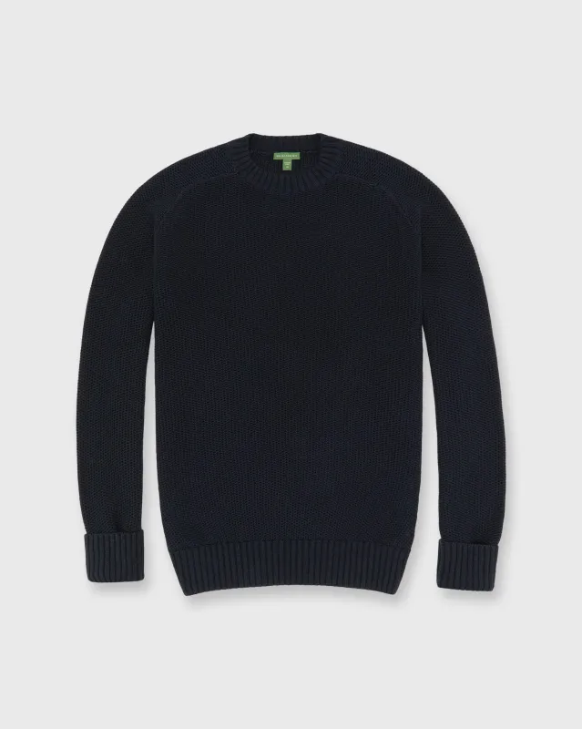 Beach Crewneck Sweater in Navy Cotton/Linen made by Sid Mashburn
