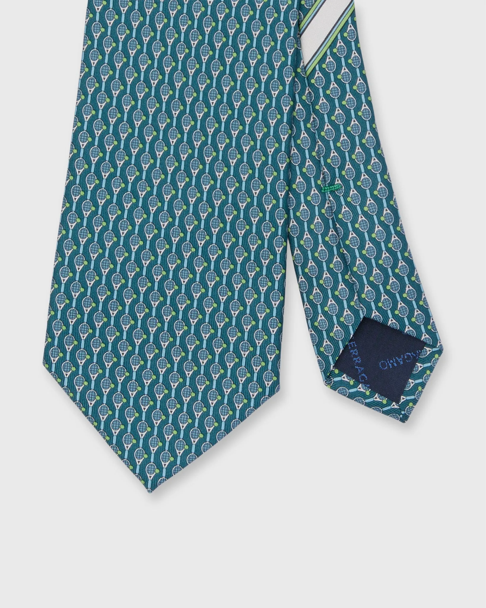 Silk Print Tie in Green Tennis sold by Mashburn