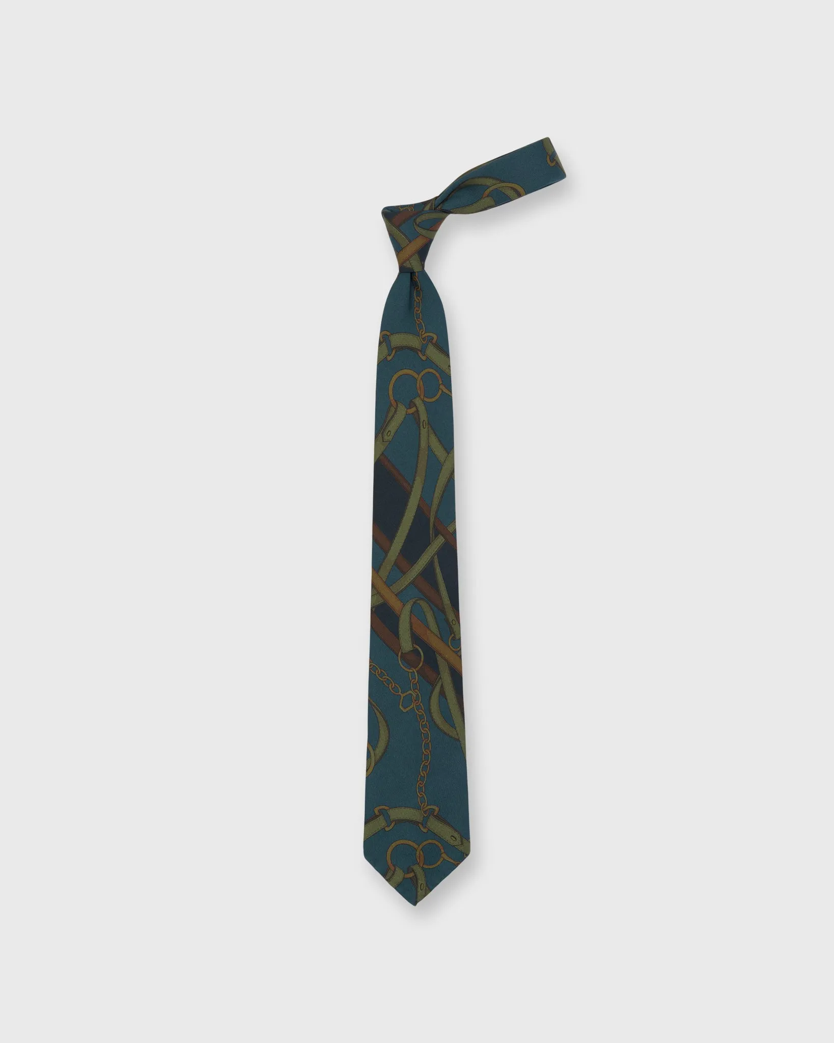 Silk Print Tie in Green/Brown Equestrian sold by Mashburn product image thumbnail 3