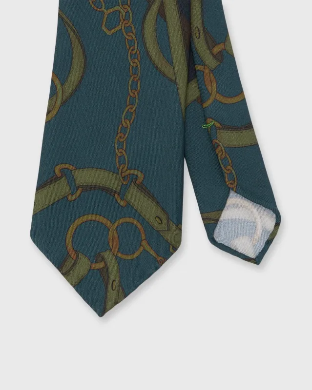 Silk Print Tie in Green/Brown Equestrian sold by Mashburn