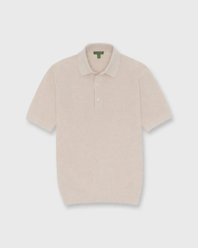 Textured Hyannis Polo Sweater in Bone Cotton/Linen made by Sid Mashburn