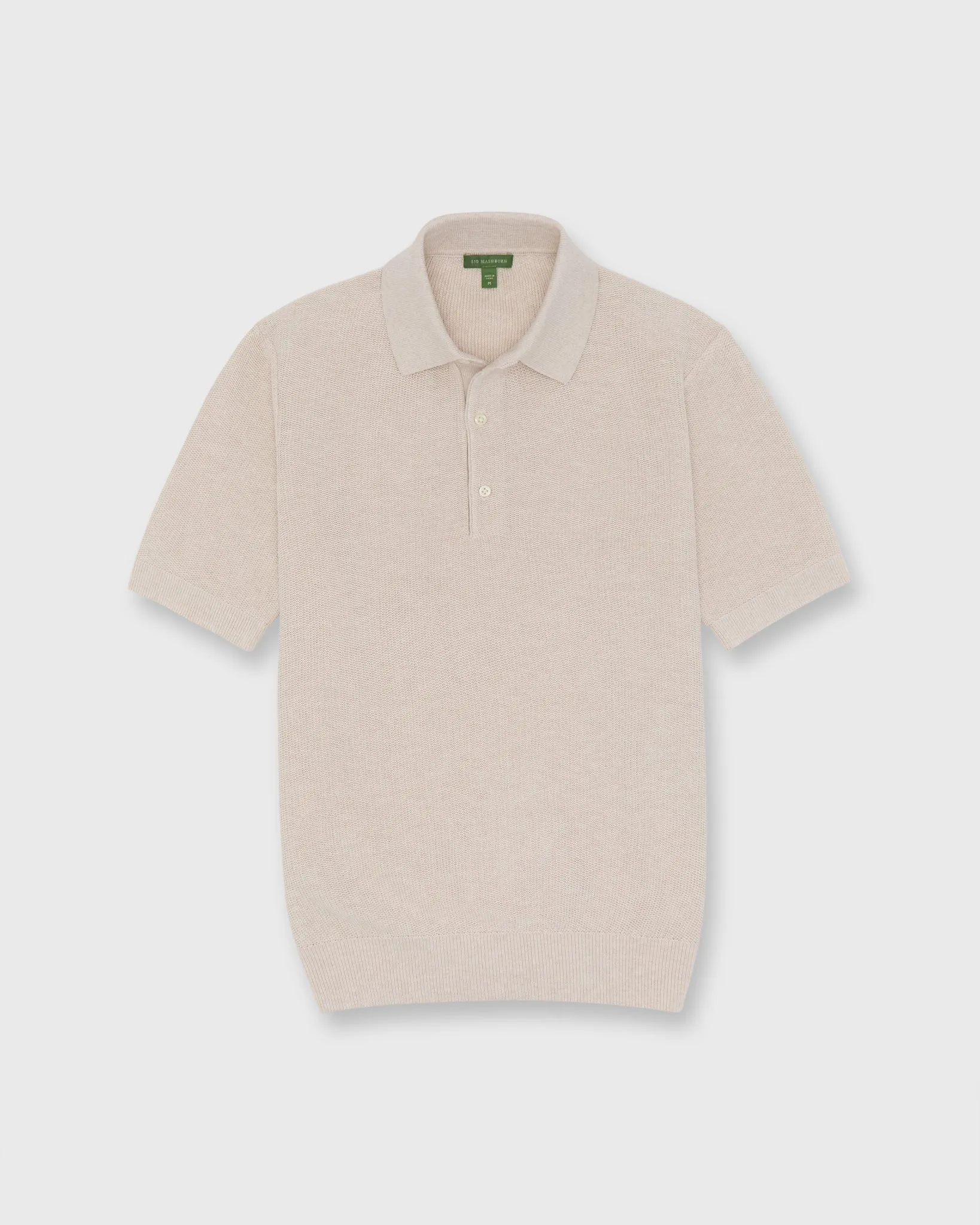 Textured Hyannis Polo Sweater in Bone Cotton/Linen sold by Mashburn