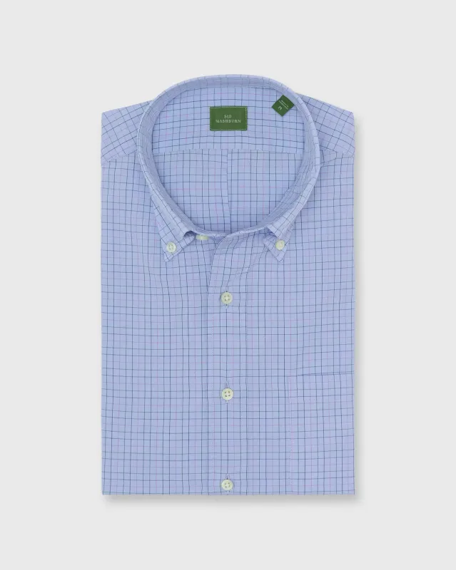 Button-Down Sport Shirt in Sky/Lavender/Green Tattersall Cotolino sold by Mashburn