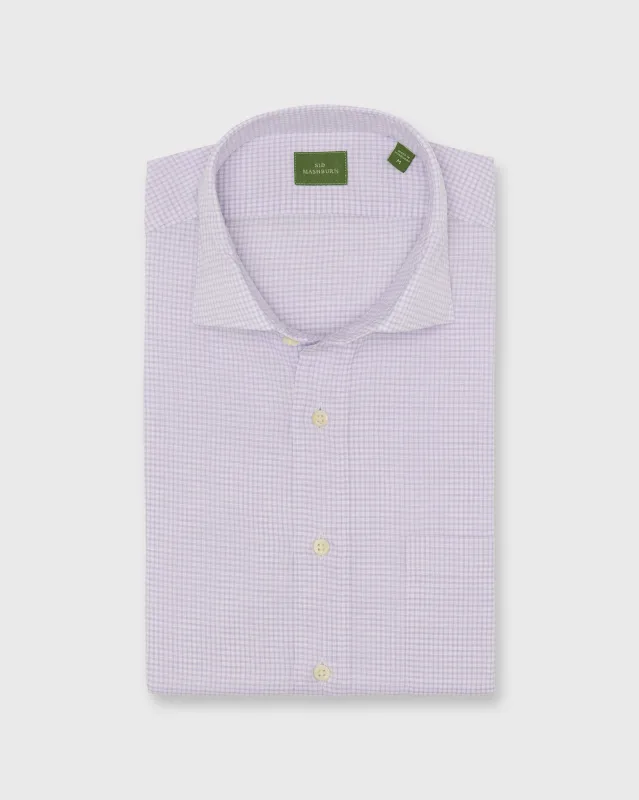 Spread Collar Sport Shirt in Lavender Graph Check Cotolino sold by Mashburn