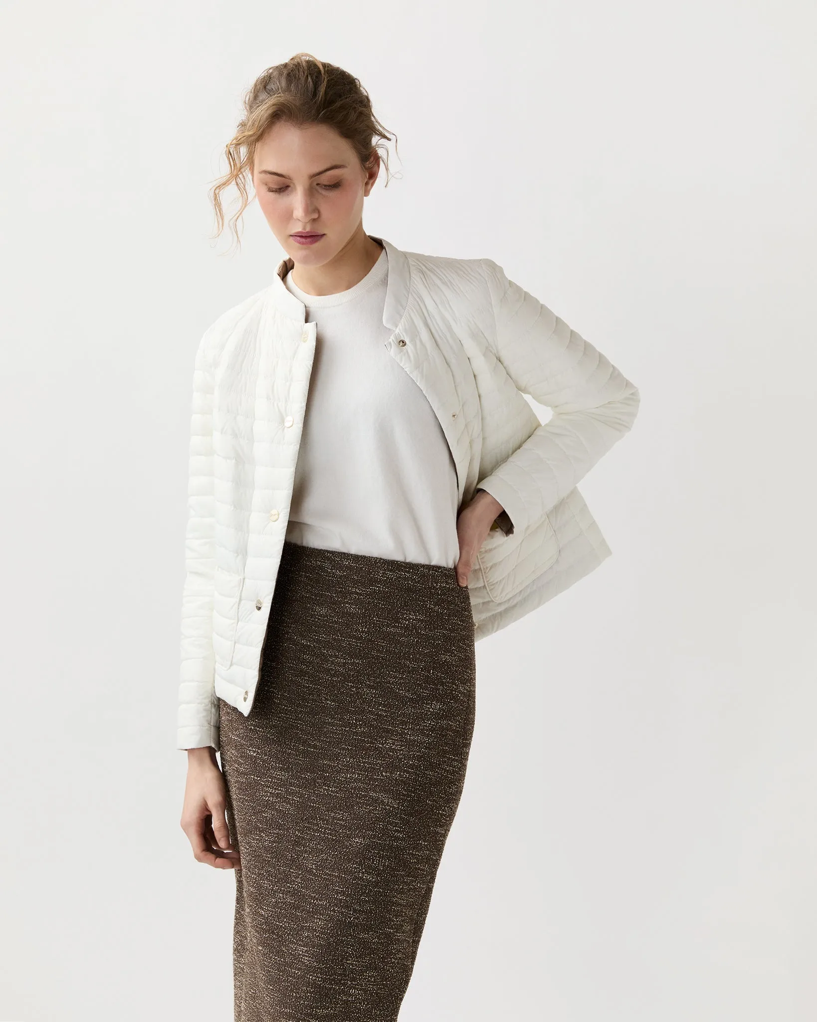 Matte/Shiny Reversible Short Jacket in White sold by Mashburn product image thumbnail 3