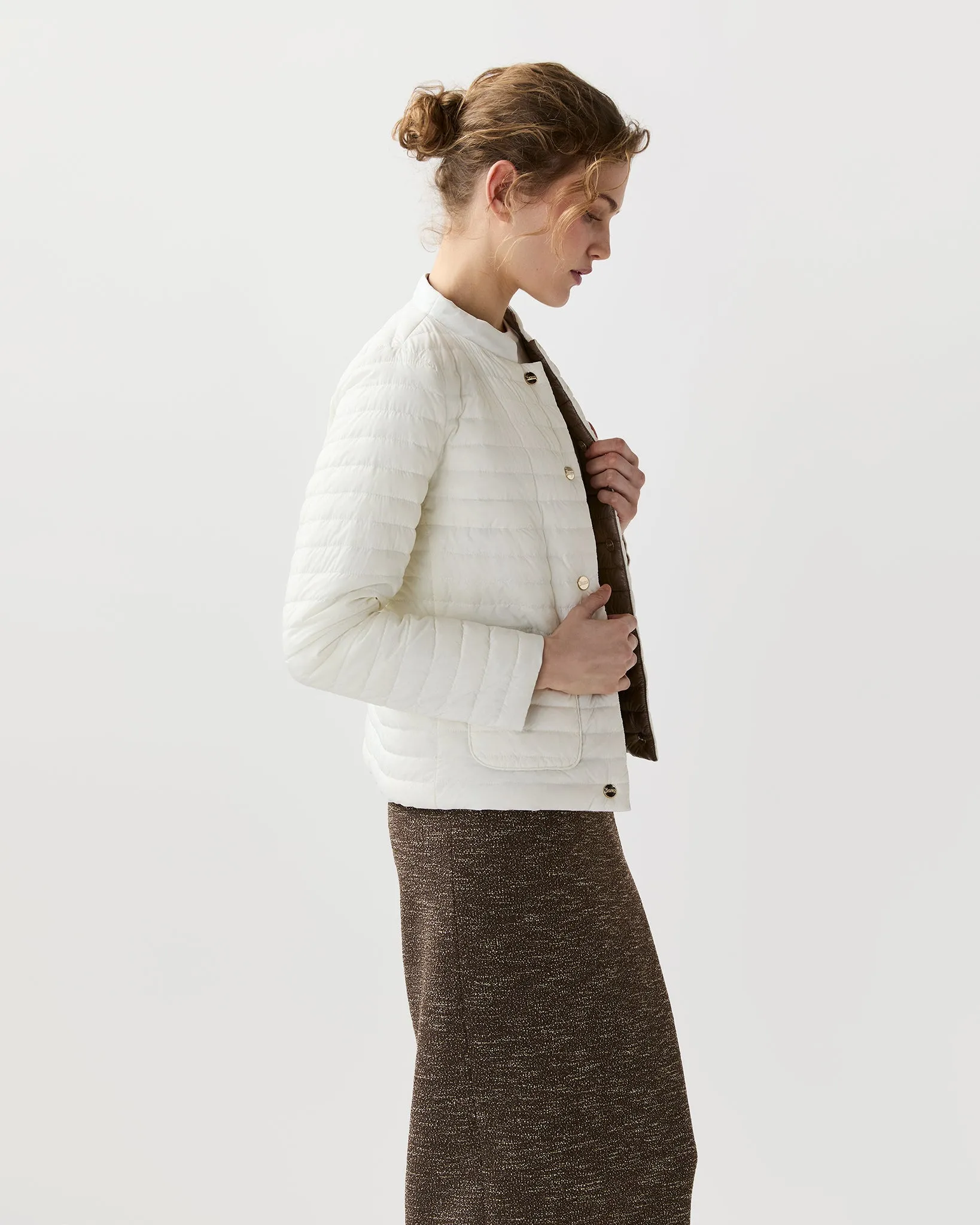 Matte/Shiny Reversible Short Jacket in White sold by Mashburn product image thumbnail 4