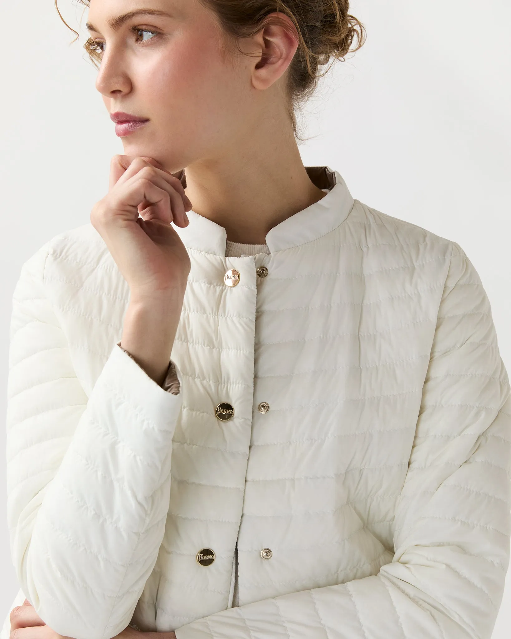 Matte/Shiny Reversible Short Jacket in White sold by Mashburn product image thumbnail 2