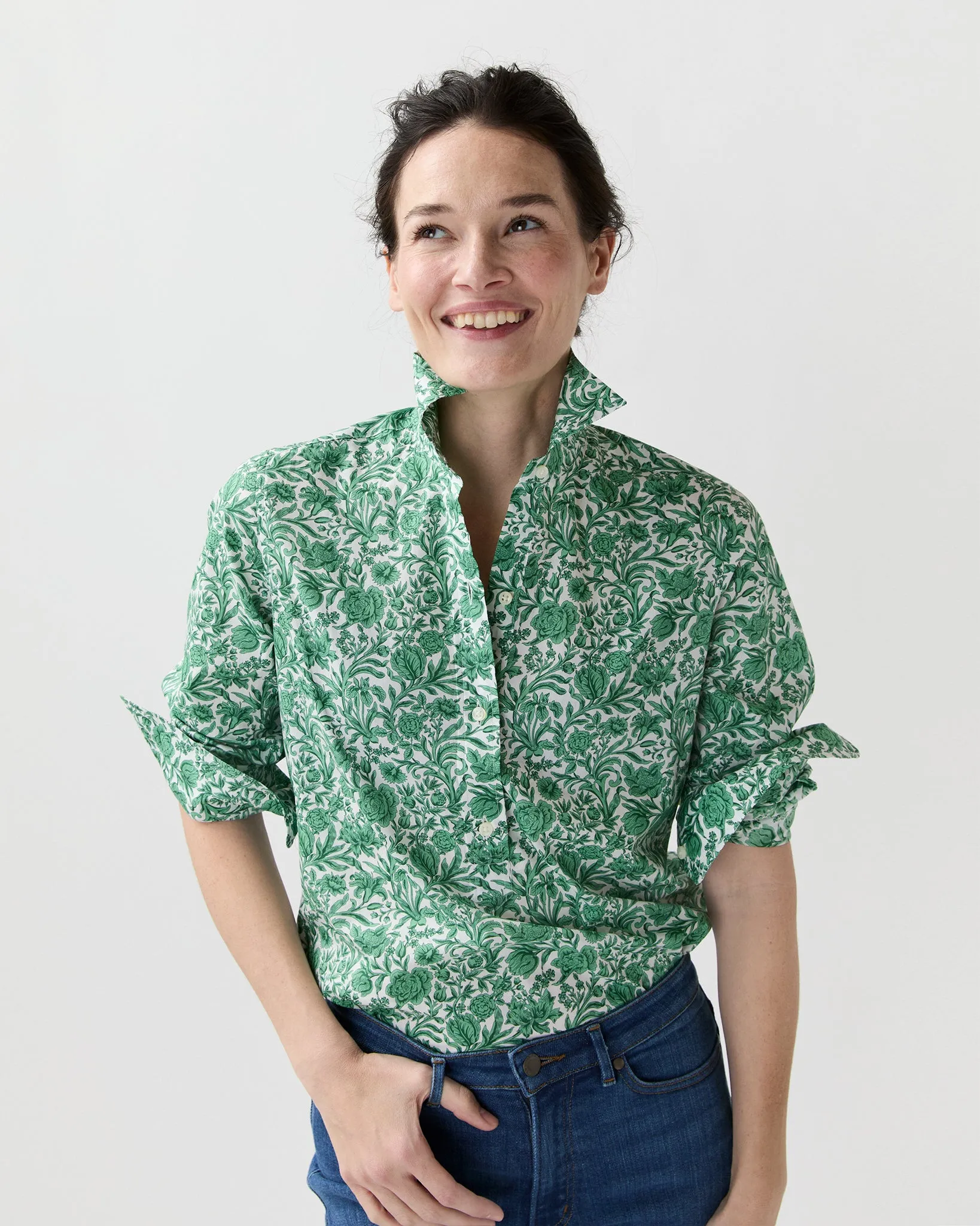 Tomboy Popover Shirt in Green Sambourne Liberty Fabric sold by Mashburn product image thumbnail 2