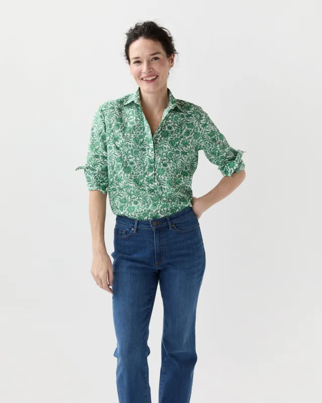 Tomboy Popover Shirt in Green Sambourne Liberty Fabric made by Mashburn